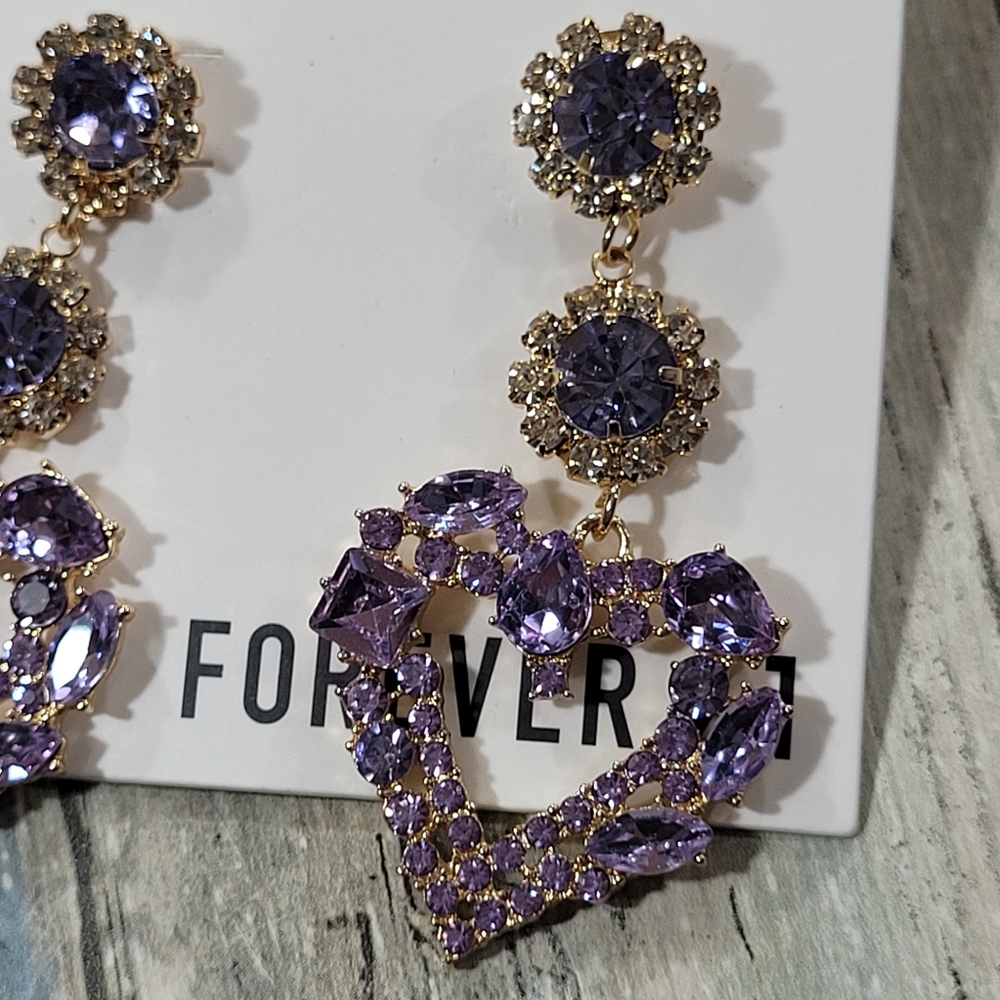 Forever 21 Purple and Gold Ornate Earrings - Picture 5 of 5